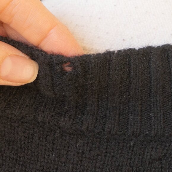 Brochu Walker Twofer Sweater Cashmere Wool Black Goth Layered Crew White Cuff - Picture 8 of 12